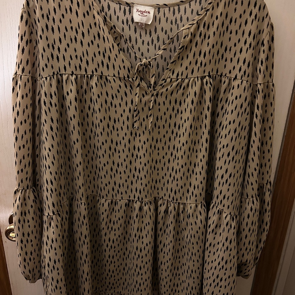 Beige and Black Patterned Top